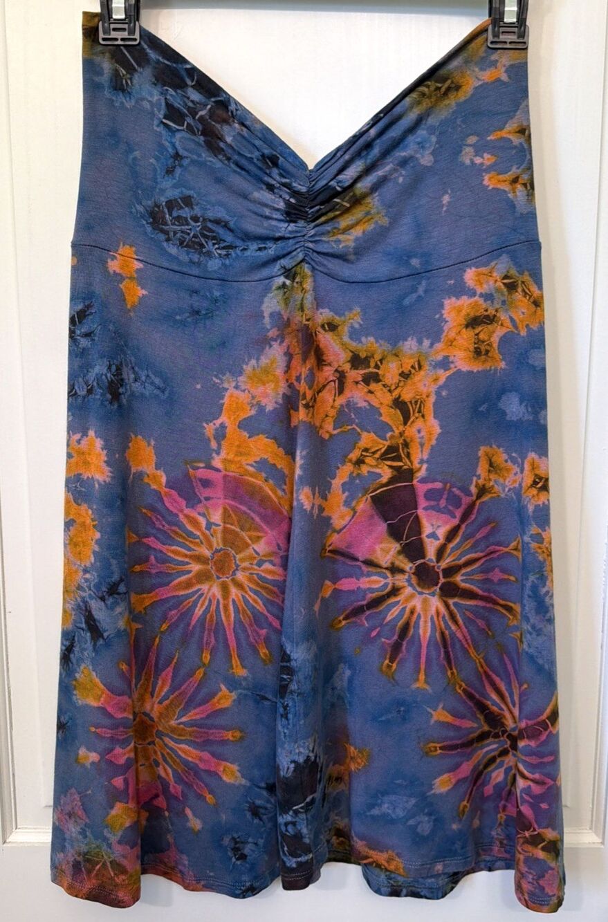 Y2K Tie Dye Sleeveless Babydoll Bandeau Kathmandu Imports Boho Hippie XS S Skirt
